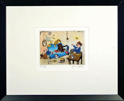 27126039k - Janosch/ Horst Eckert, geb. 1931 Zabrze, Farbradierung, ´Wann kommst Du mal´, ...