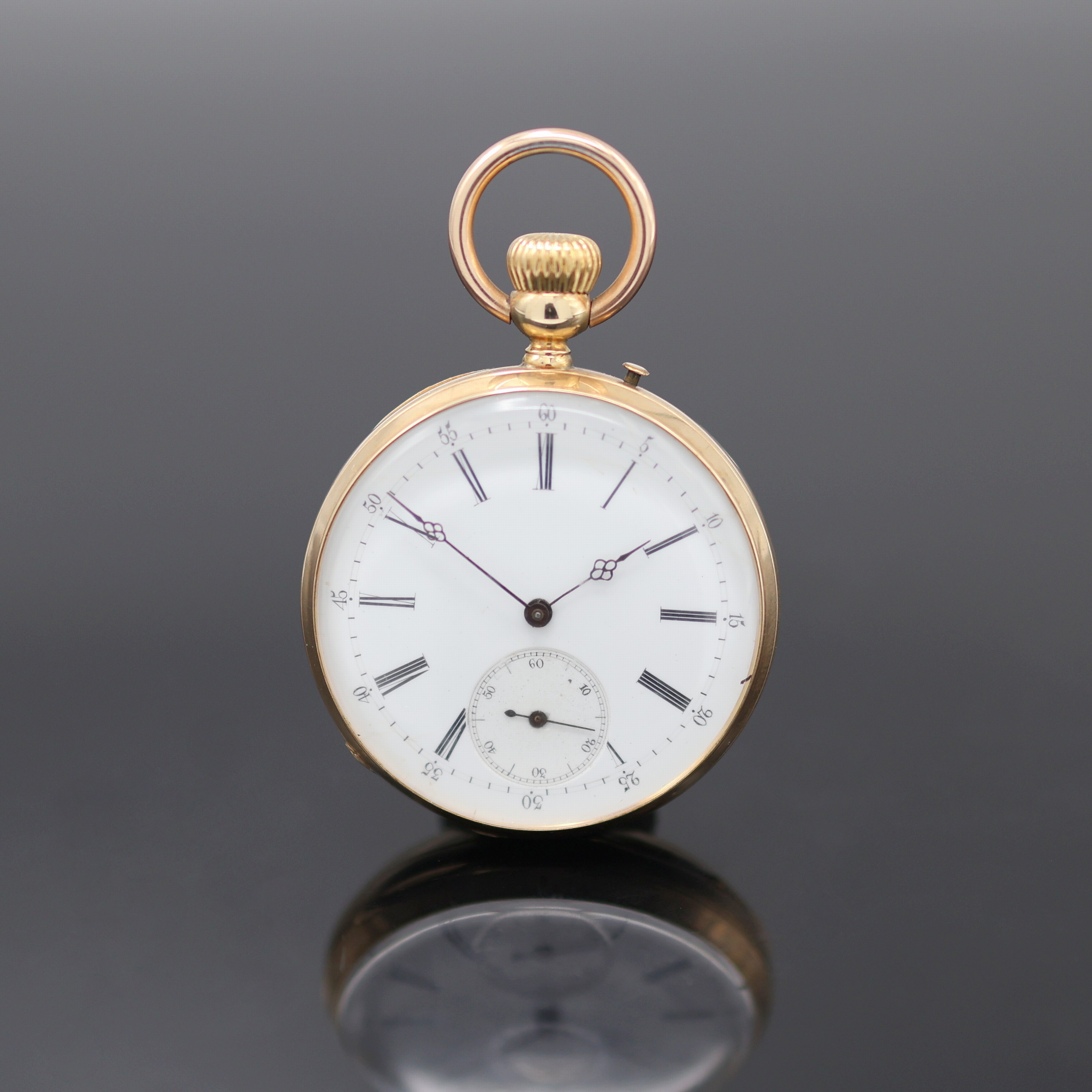Image 27126132 - Offene Taschenuhr in GG 585/000, Schweiz um 1905, Geh. dell., guill. Rückdeckel m. ...