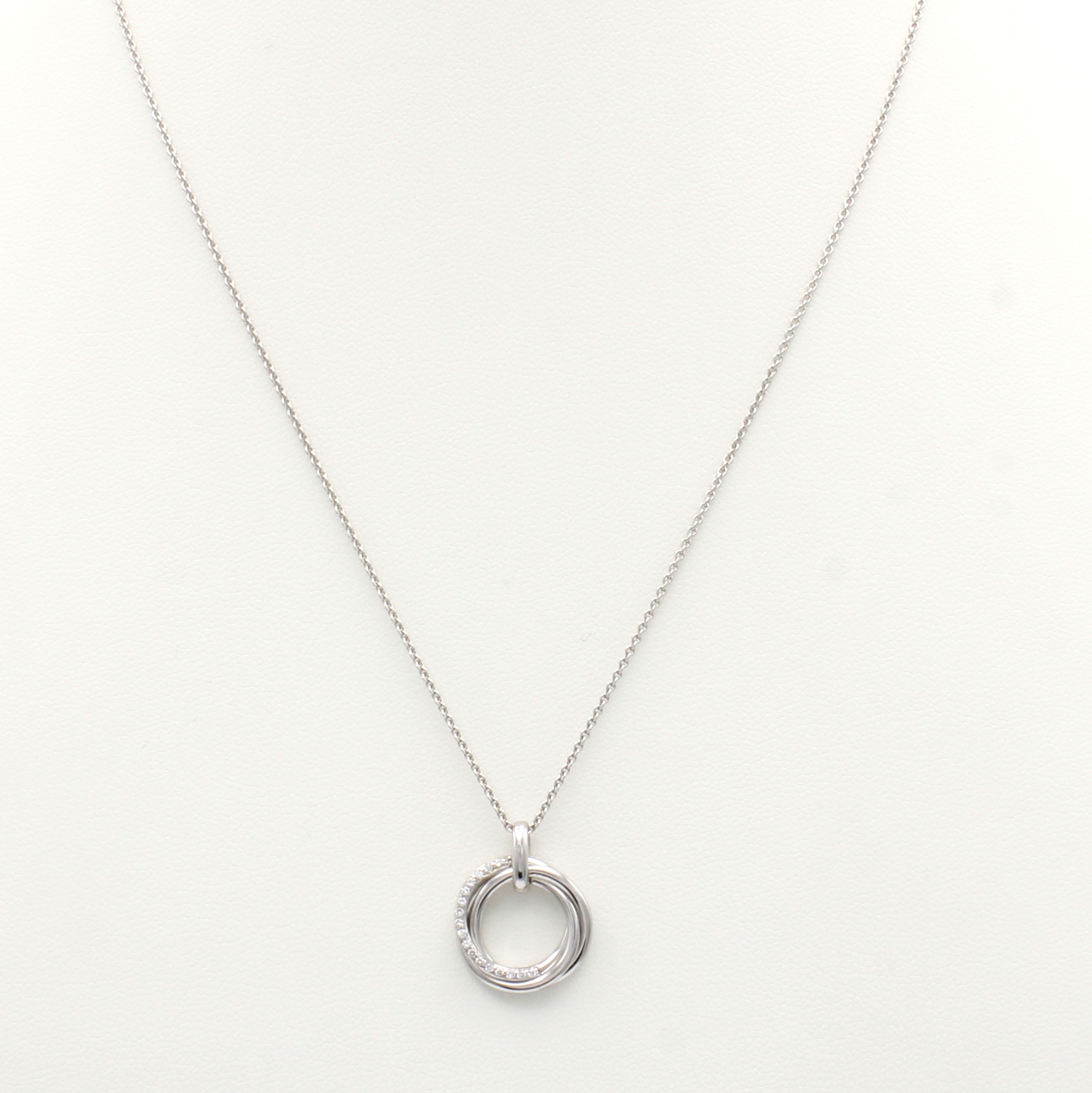 Image 27126139 - Anhänger mit Brillanten an Kette, WG 750/000, 18 Brill. im Halbkreis gef. zus. ca. 0.10 ...