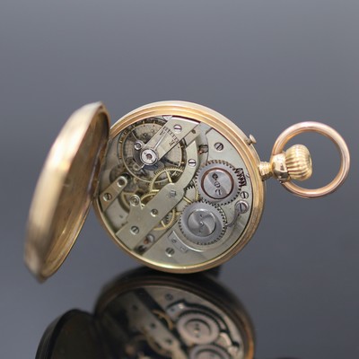 27126132d - Offene Taschenuhr in GG 585/000, Schweiz um 1905, Geh. dell., guill. Rückdeckel m. ...