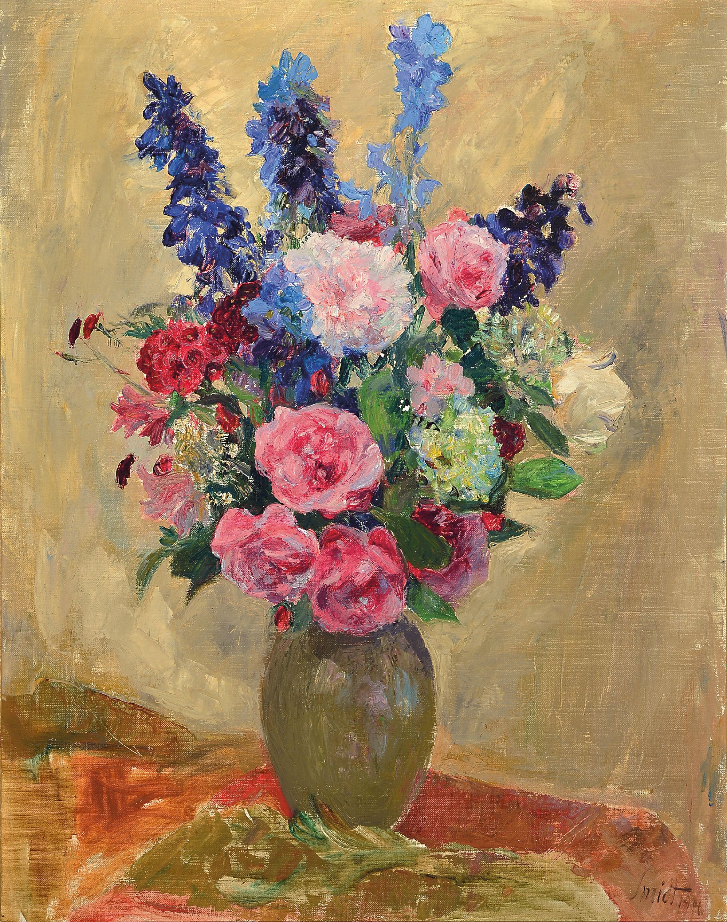 Image 27126250 - Emil Leonhard Smidt, 1878-1954, Blumenstillleben, Öl/Lwd, re. u. sign., ca. 80x62cm, R. ...