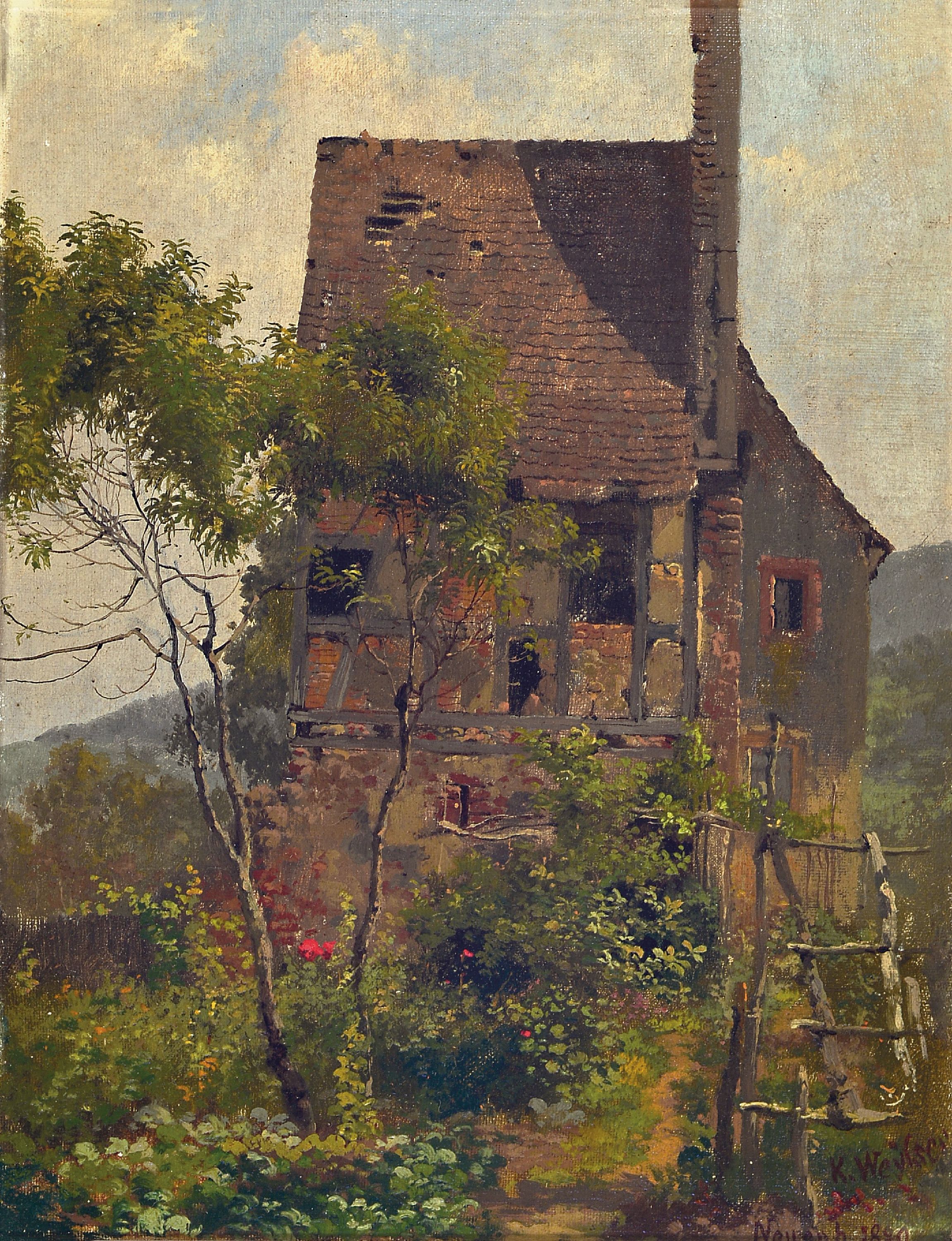 Image 27126254 - Karl Weysser, 1833 Durlach-1904 Heidelberg, Das Lutherhaus in Neuenheim, das Motiv ...