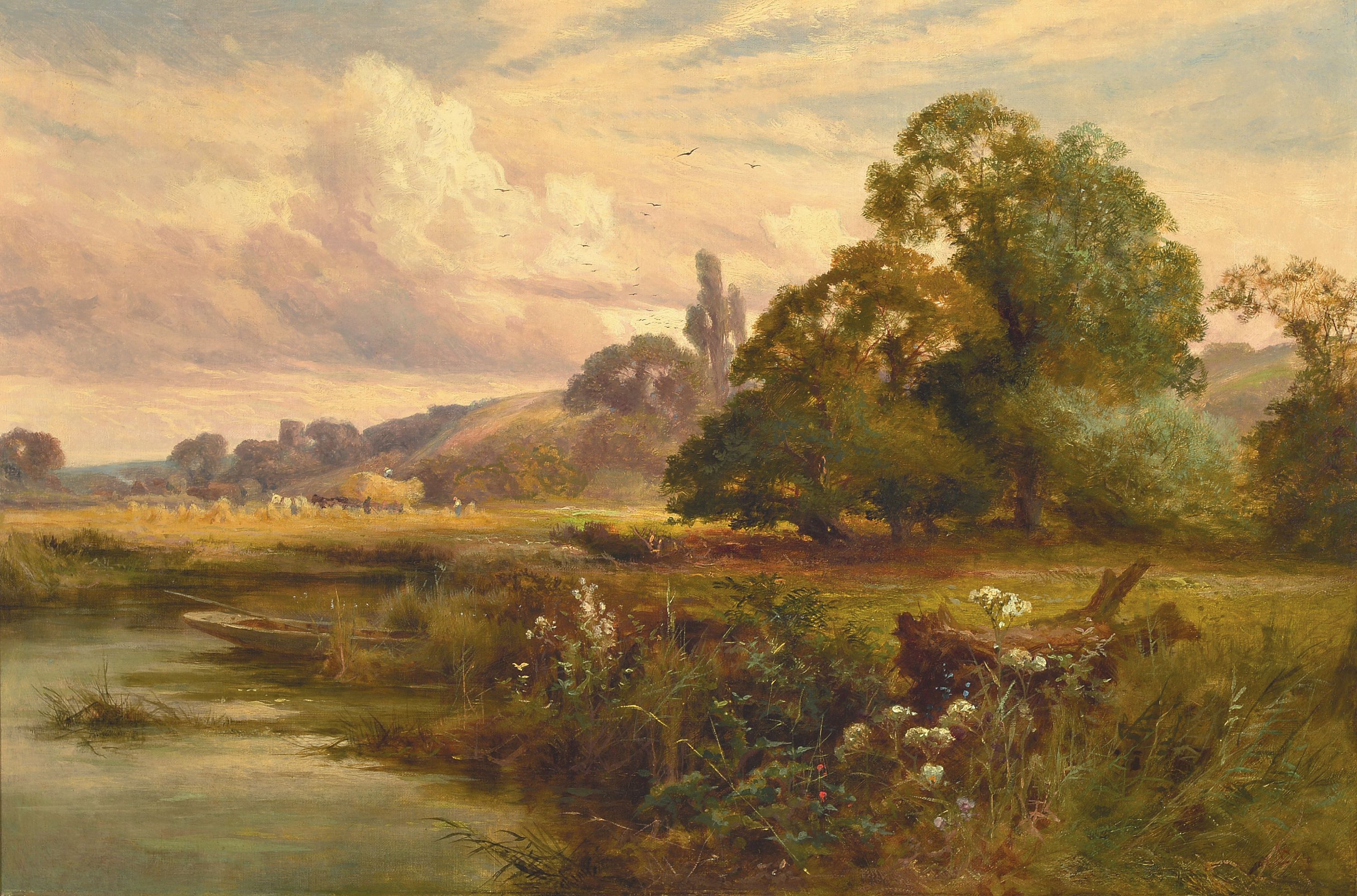 Image 27126262 - George Vicat Cole, 1833 Portsmouth-1893 London, Weite Landschaft mit Baumgruppen und ...