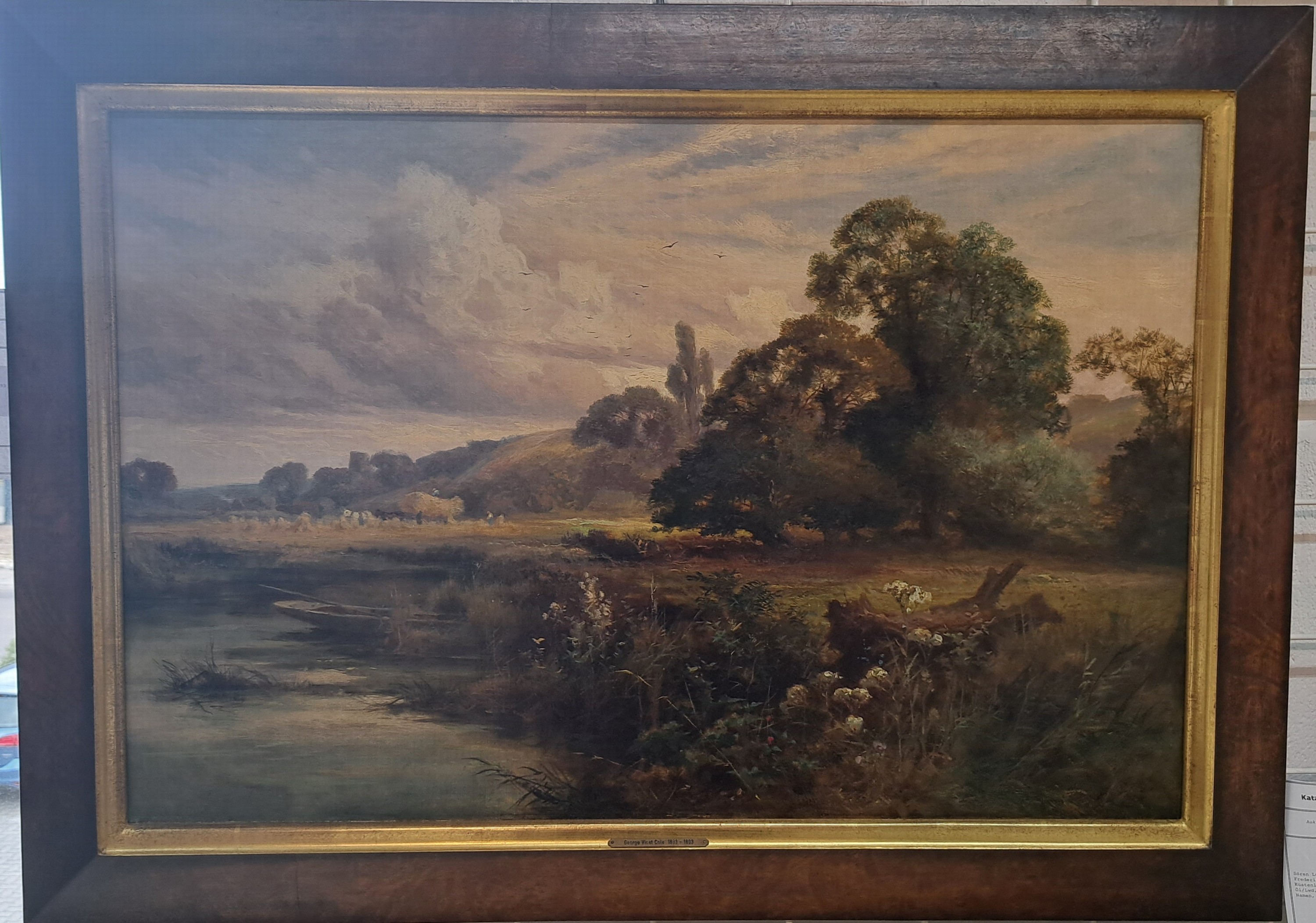 Detail a: George Vicat Cole, 1833 Portsmouth-1893 London, Weite Landschaft mit Baumgruppen und Bachlauf, Öl/Lwd, rechts unten monogr. VC unddat. 1884, ca. ...