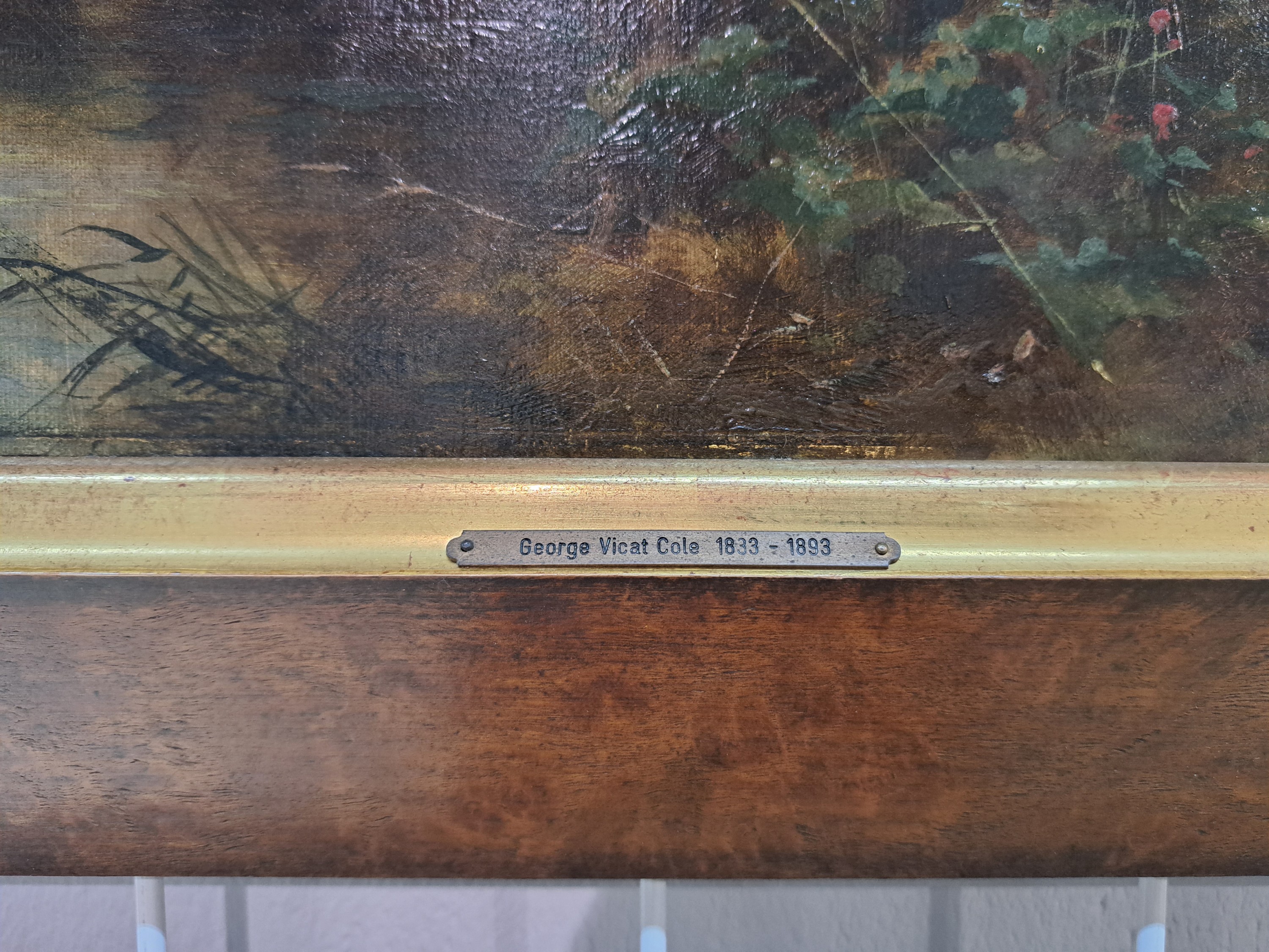 Detail c: George Vicat Cole, 1833 Portsmouth-1893 London, Weite Landschaft mit Baumgruppen und Bachlauf, Öl/Lwd, rechts unten monogr. VC unddat. 1884, ca. ...