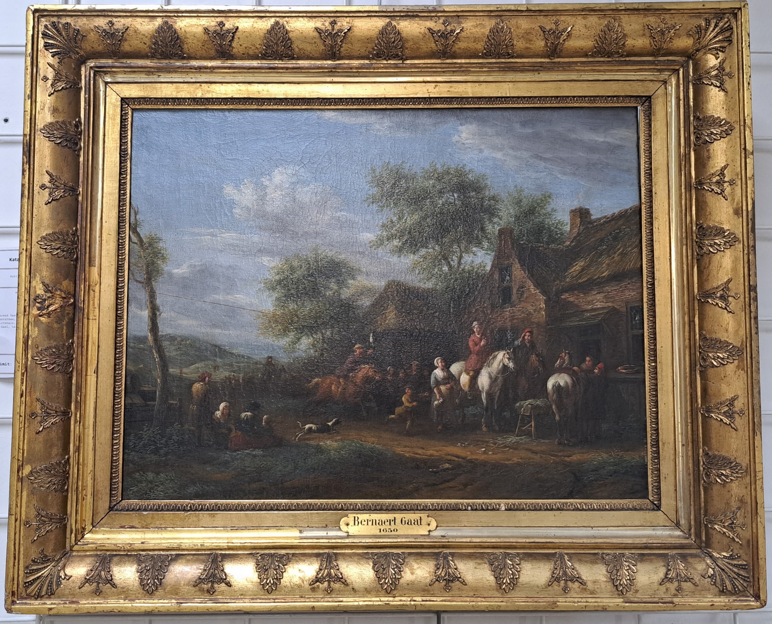 Detail a: Barend Gael, 1630 Haarlem-1698 Amsterdam, vielfigurige Szene vor einem Wirtshaus, Öl/ Lwd, links unten sign. B.Gael, ca. 41x54cm, R. ca. 58x71cm