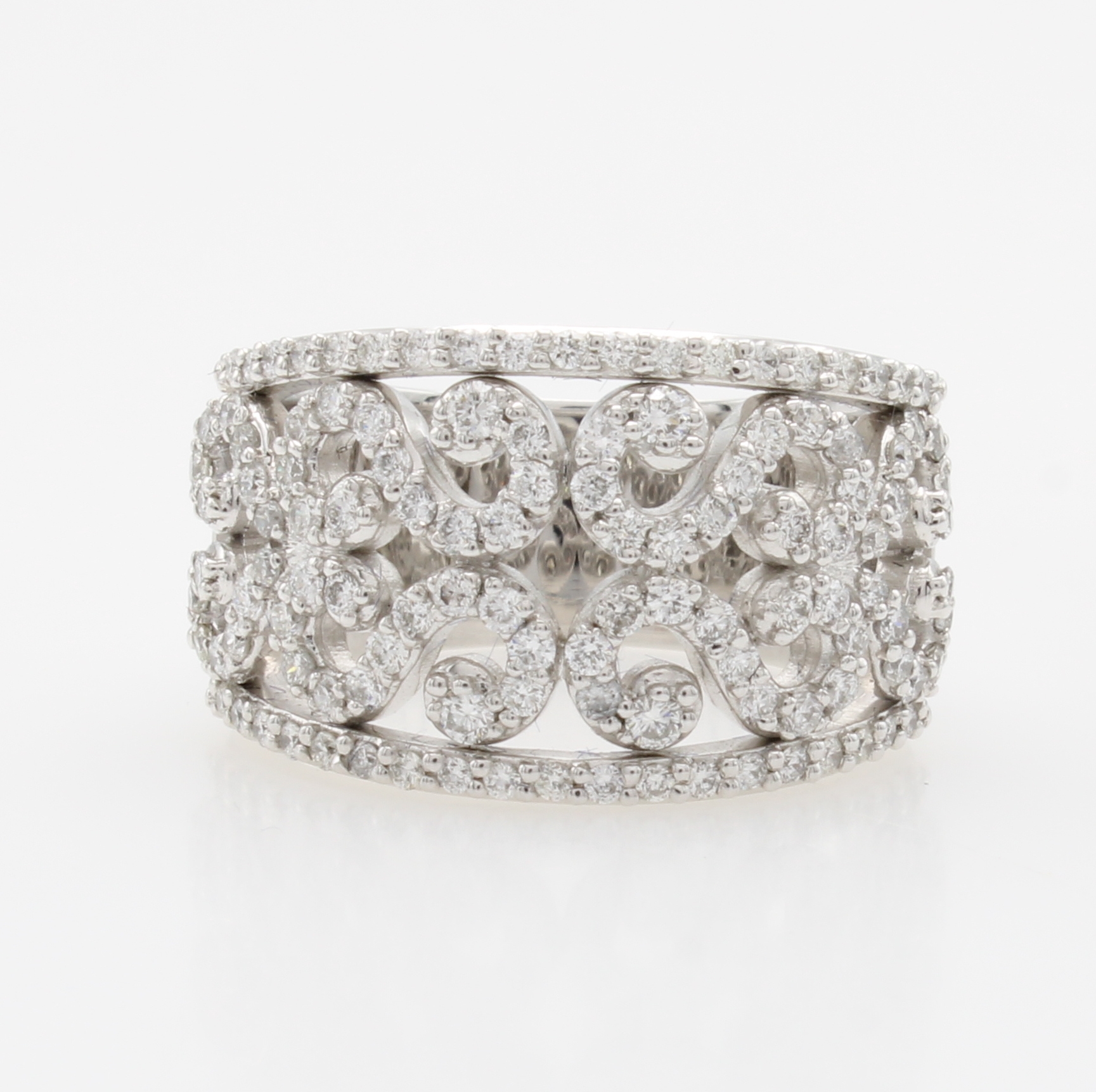 Image 27126559 - Ring mit Brillanten, WG 750/000, durchbrochen gearb. m. geschwungenen Elementen, Brill. ...