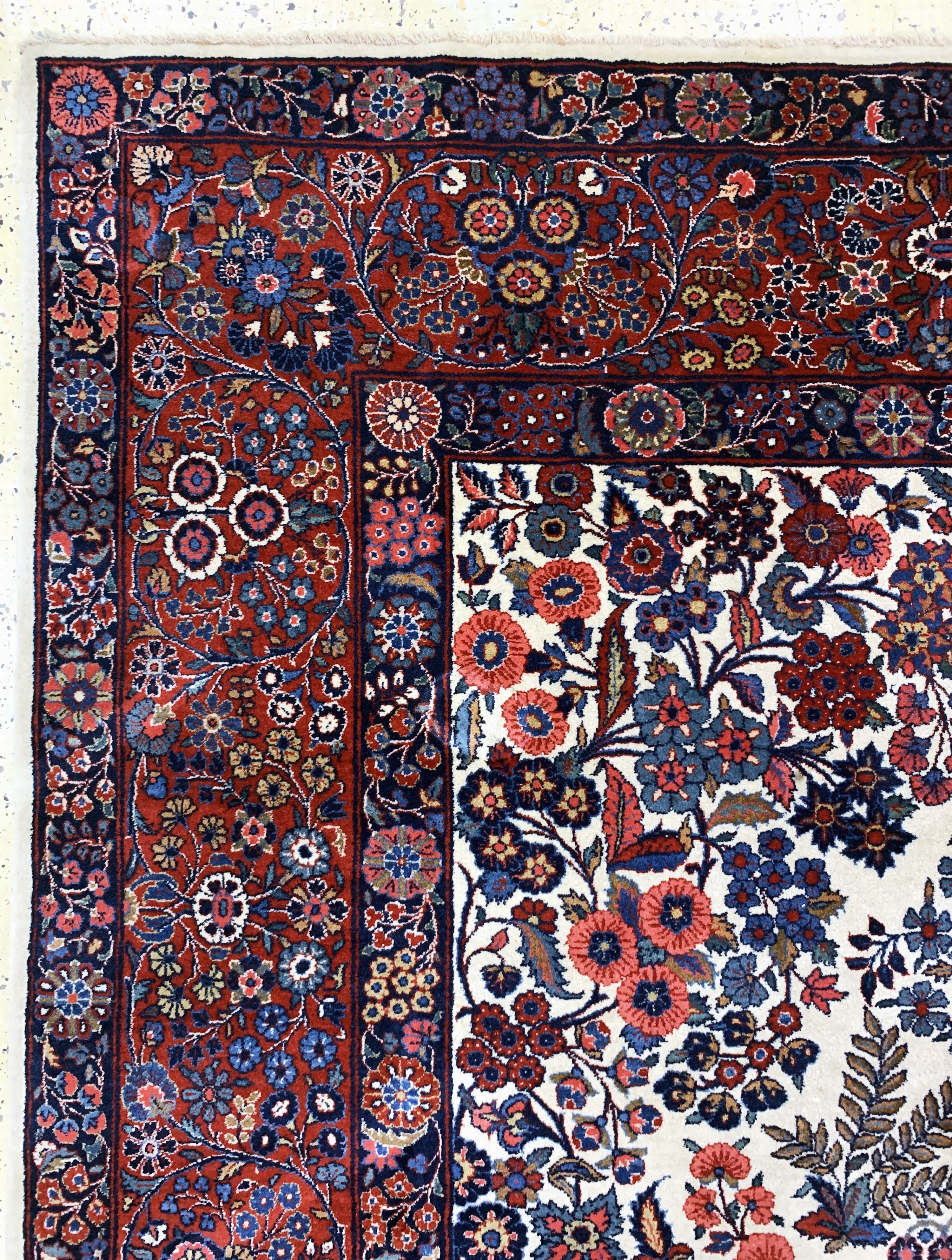 Detail g: Yazd Kork fein, Persien, Anfang 20.Jhd, Korkwolle auf Baumwolle, ca. 367 x 267 cm, EHZ: 2