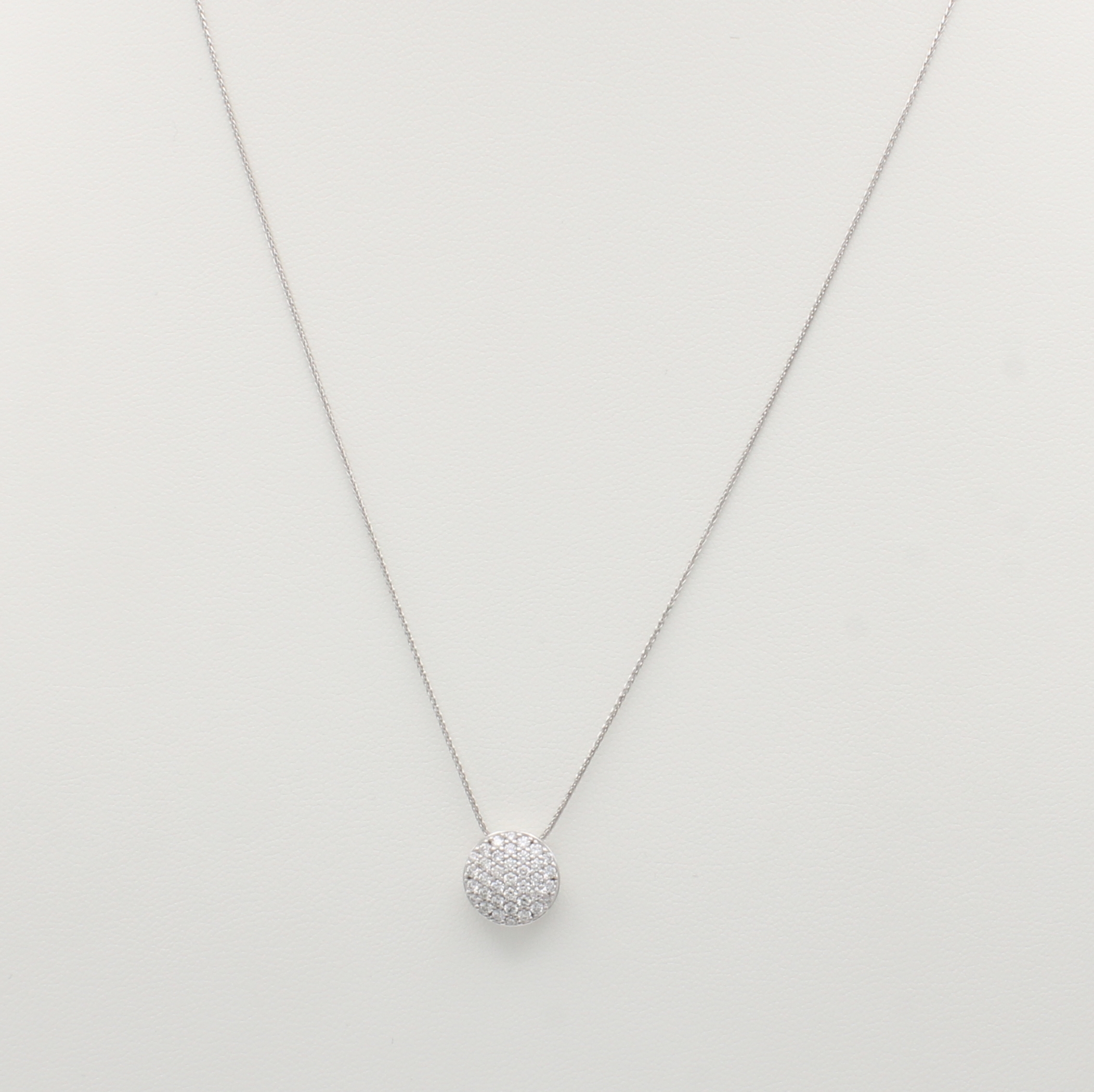 Image 27126564 - Anhänger mit Brillanten an Kette, WG 585/000, runde Form, Brill. zus. ca. 0.50 ct ...