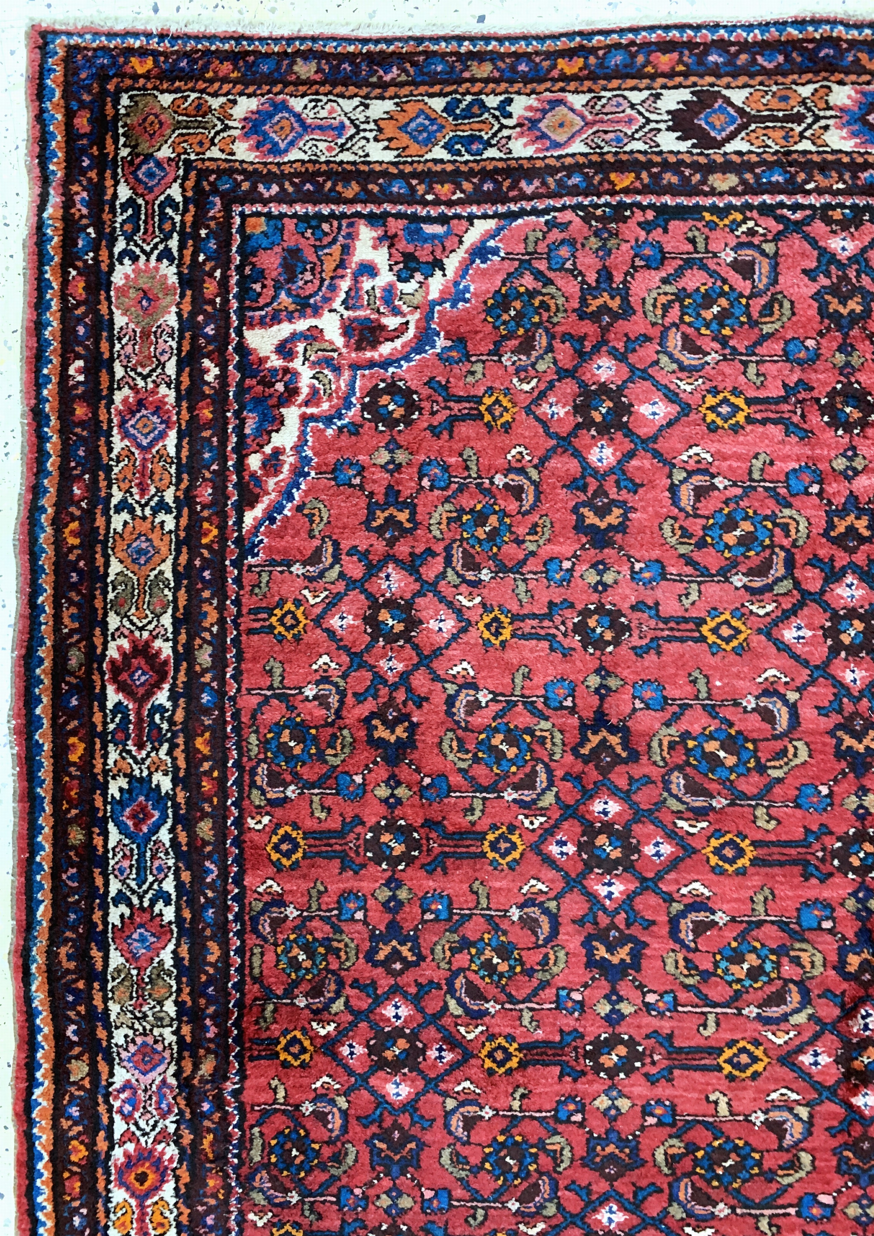 Detail e: Hosseinabad, Persien, Mitte 20.Jhd, Wolle auf Baumwolle, ca. 395 x 165 cm, EHZ: 3(kleine Restaurierung)