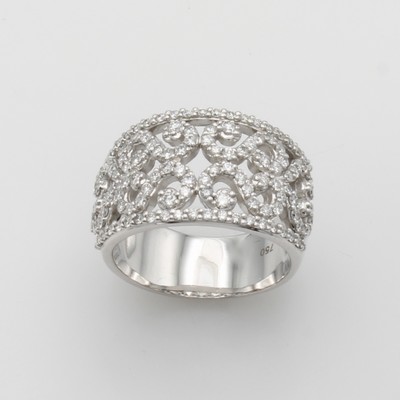 27126559a - Ring mit Brillanten, WG 750/000, durchbrochen gearb. m. geschwungenen Elementen, Brill. ...