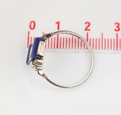 27126571b - 14 kt Gold Art Deco Brillant-Lapislazuli-Ring,um 1930, WG 585/000, geometrisches ...