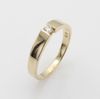 27126578a - Ring mit Brillant, GG 585/000, Brill. in Spannringoptik ca. 0.10 ct Weiß/si, RW ca. 56 ...