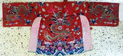 27126586c - Seiden´Drachen´Robe antik, China, 19.Jhd, Seide-Metallstickerei, beideseitig mit ...