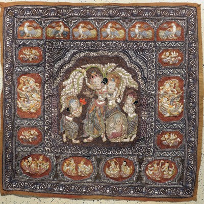 Image Burma embroidery, mid-20th century, metal embroidery with stone trim, approx. 170 x 180 ...