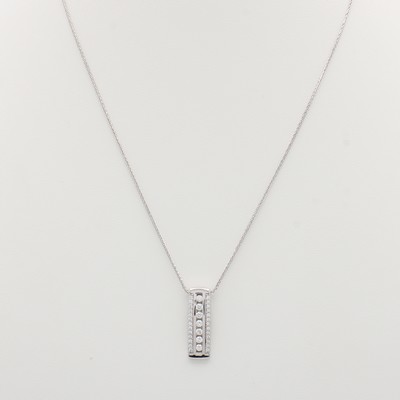 Image Anhänger mit Brillanten an Kette, WG 585/000, rechteckige, l. gebogene Form, Brill. ...