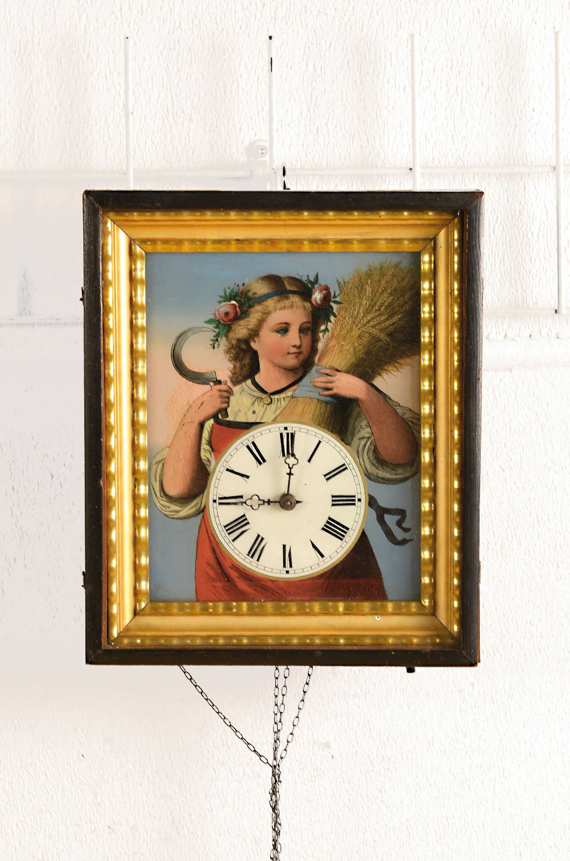 Image 27127014 - Schwarzwälder Rahmenuhr, sog. Augenwender, um 1880, Rahmen und Glastüre schwarz ...