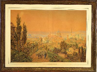 27127012k - Zuschreibung: Jakob Alt, 1789 Frankfurt/M.-1872 Wien, Blick auf Florenz, Aquarell auf ...