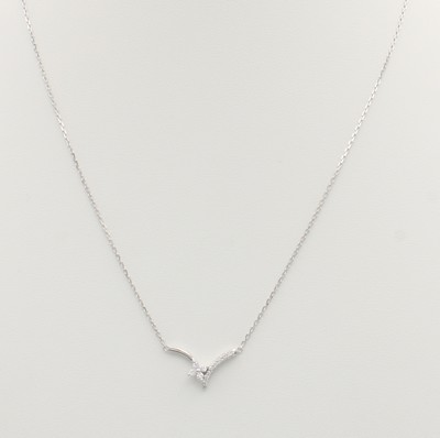 Image Collier mit Brillanten, WG 585/000, V-förm. Mittelteil bes. m. 12 Brill. zus. ca. 0.15 ...