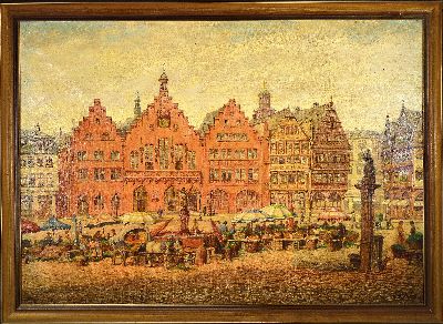 27127033k - Karl Luckhardt, 1886-1970 Frankfurt, Ansichtvon Alt-Frankfurt, Blick auf den Römer mit ...