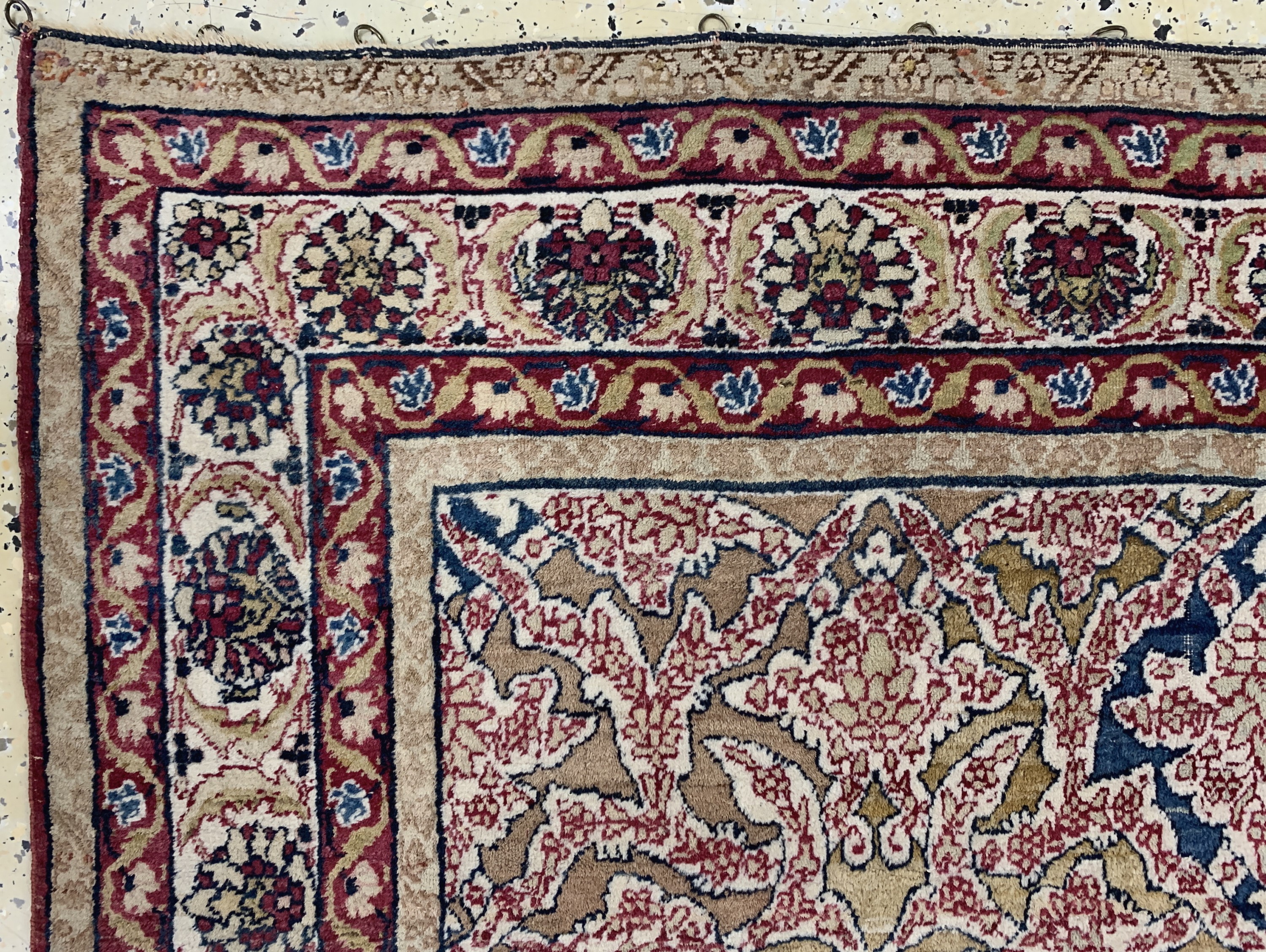 Detail e: Kerman antik, Persien, 19.Jhd, Wolle auf Baumwolle, ca. 200 x 140 cm, EHZ: 2(Oxidiert).