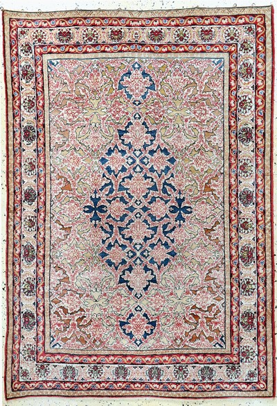 Image Kerman antik, Persien, 19.Jhd, Wolle auf Baumwolle, ca. 200 x 140 cm, EHZ: 2(Oxidiert). ...