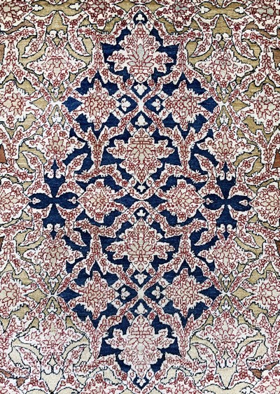 27127186c - Kerman antik, Persien, 19.Jhd, Wolle auf Baumwolle, ca. 200 x 140 cm, EHZ: 2(Oxidiert). ...