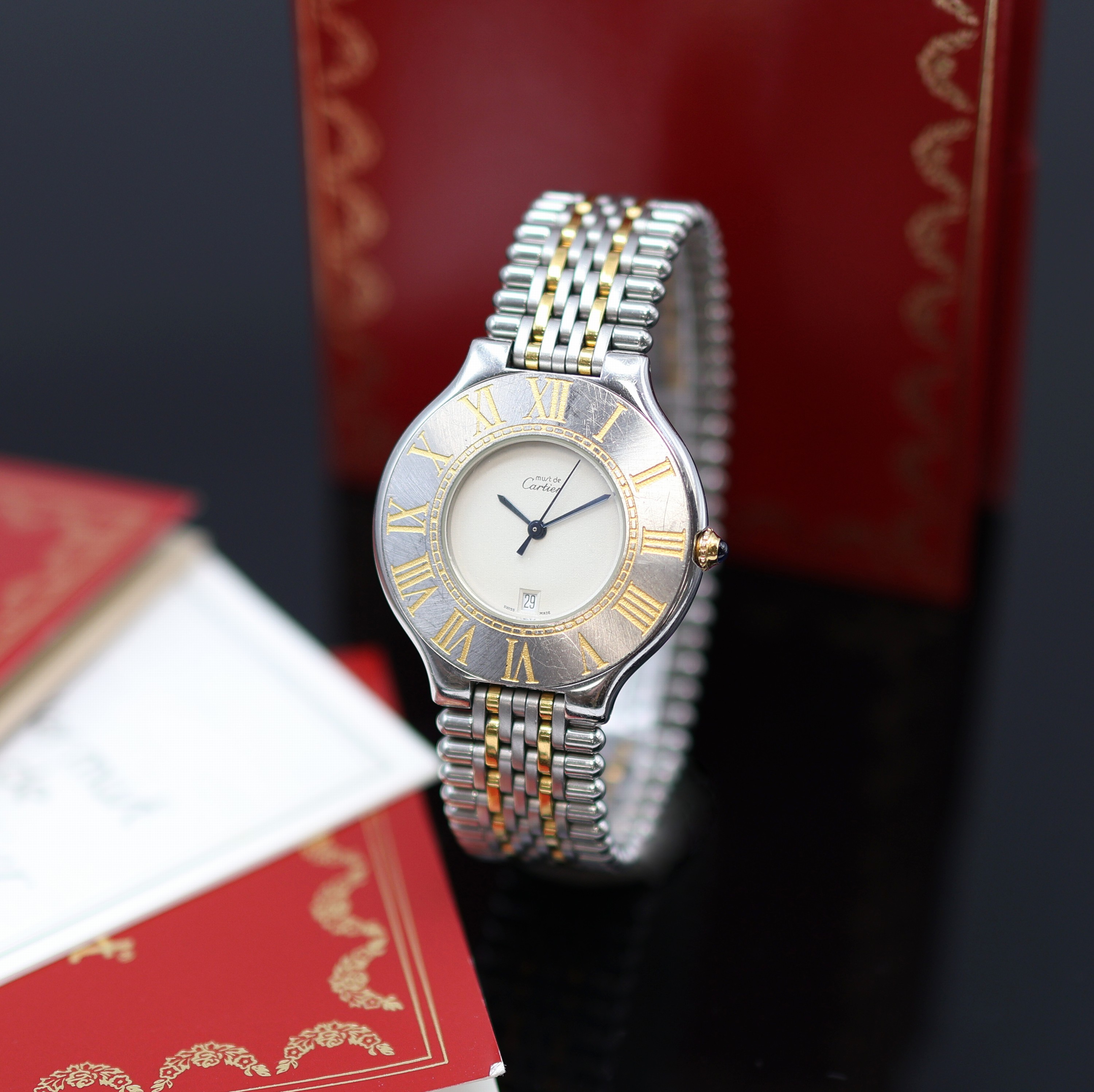 Image 27127227 - CARTIER Armbanduhr Linie 21, quarz, Edelstahl/Gold kombiniert, Gliederband m. dopp. ...