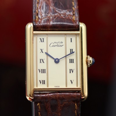 27127229a - CARTIER Damenarmbanduhr Tank Vermeil Referenz 590005, quarz, verg. Silbergeh. inkl. ...