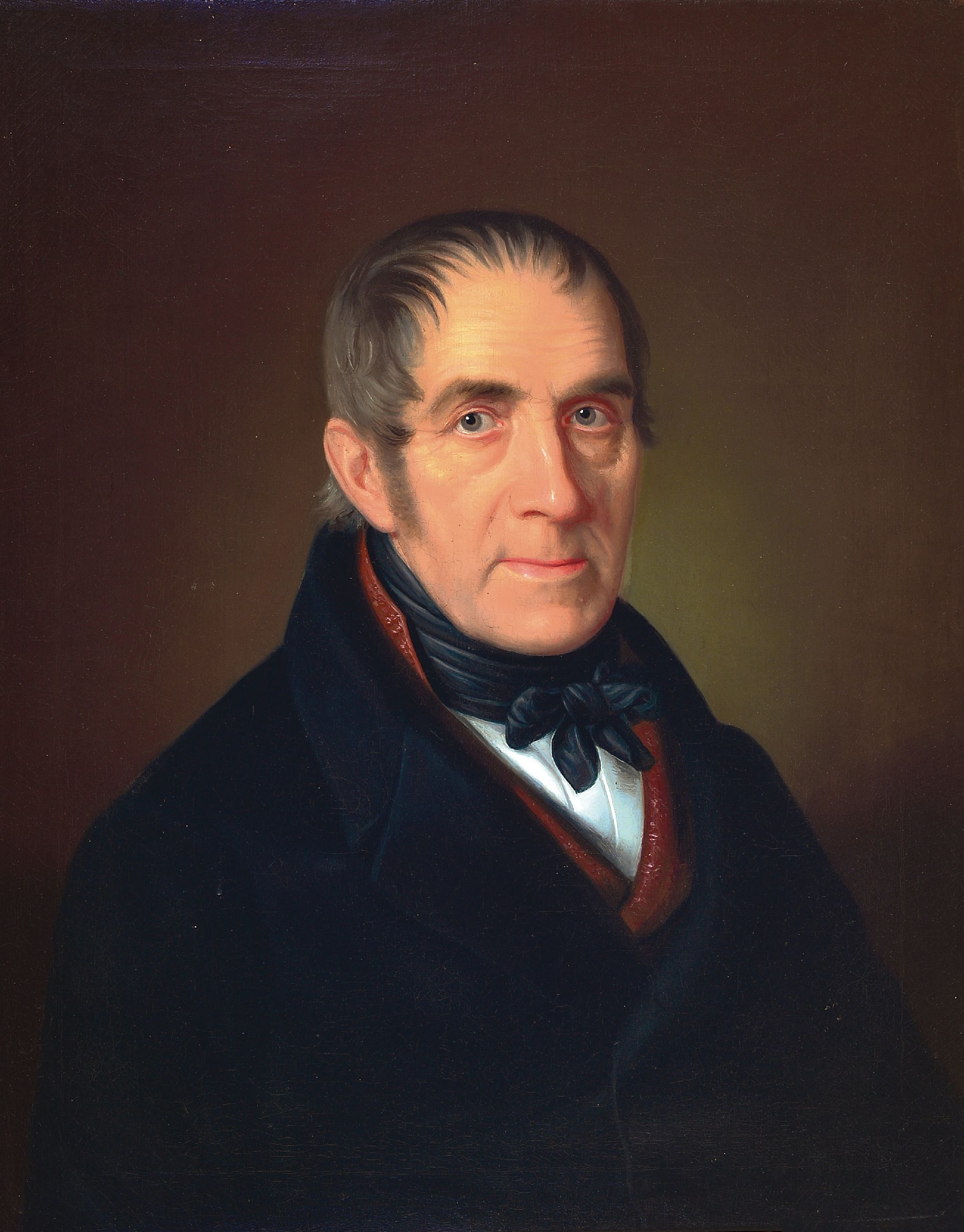 Image 27127301 - Unbekannter Bildnismaler der Biedermeierzeit, um 1800-1830, älterer Mann im schwarzen ...