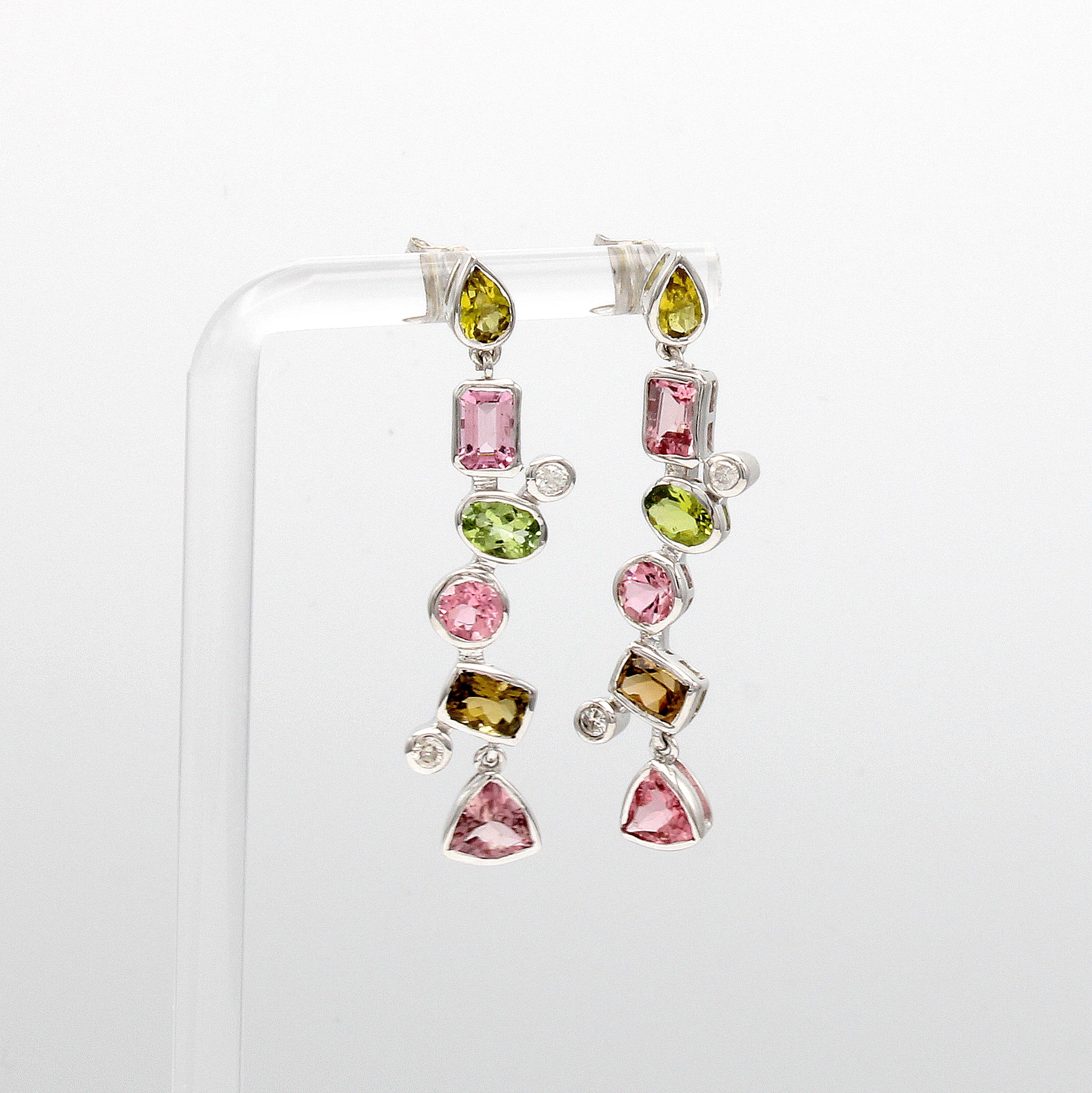 Image 27127331 - Paar Ohrstecker mit Turmalinen und Diamanten, 925er Silber, multicolorfarb. Turmaline ...