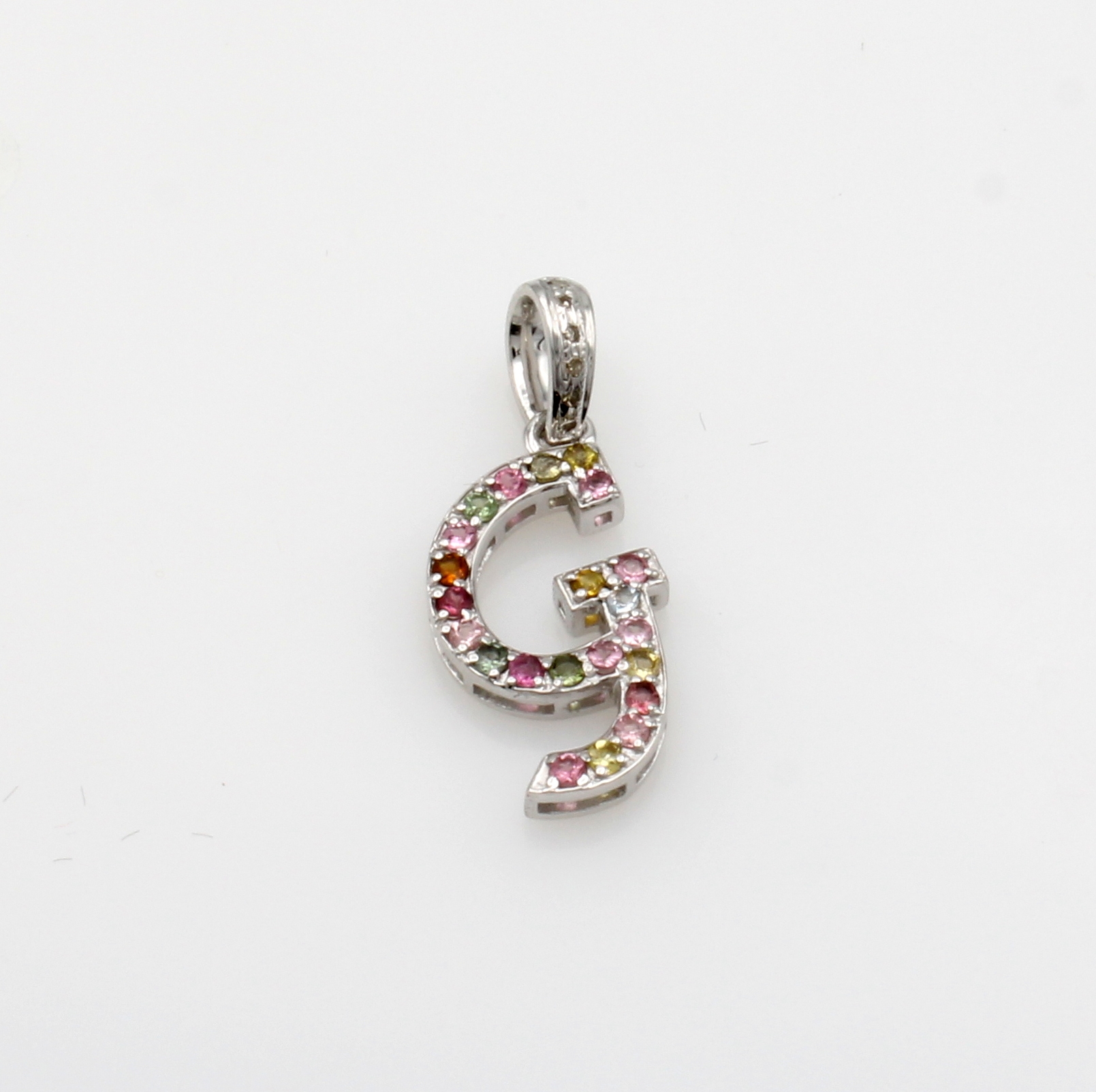 Image 27127386 - Anhänger ´G´ mit Turmalinen und Diamanten, 925er Silber, fac., bunte Turmaline zus. ca. ...