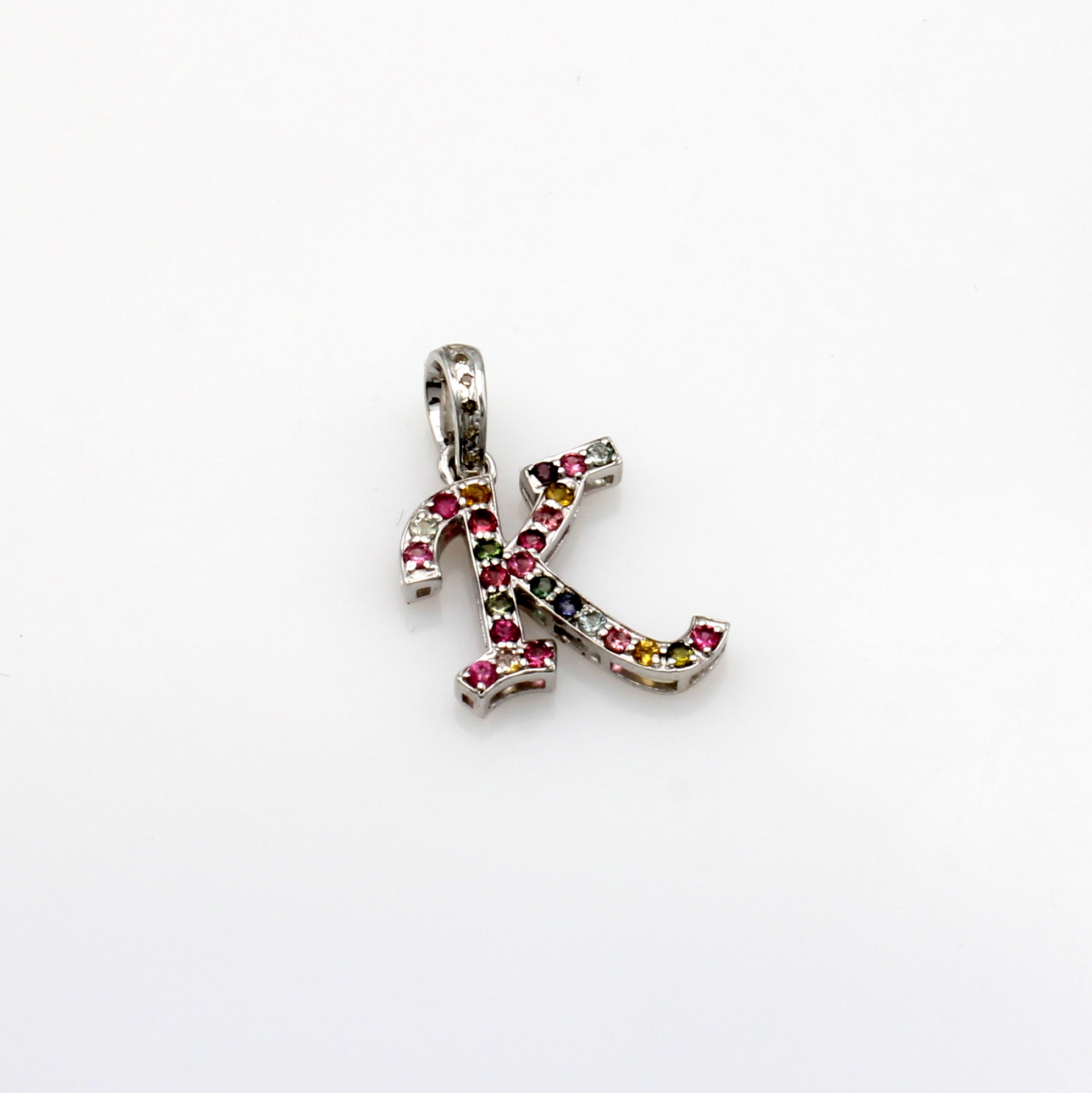 Image 27127387 - Anhänger ´K´ mit Turmalinen und Diamanten, 925er Silber, fac., bunte Turmaline zus. ca. ...