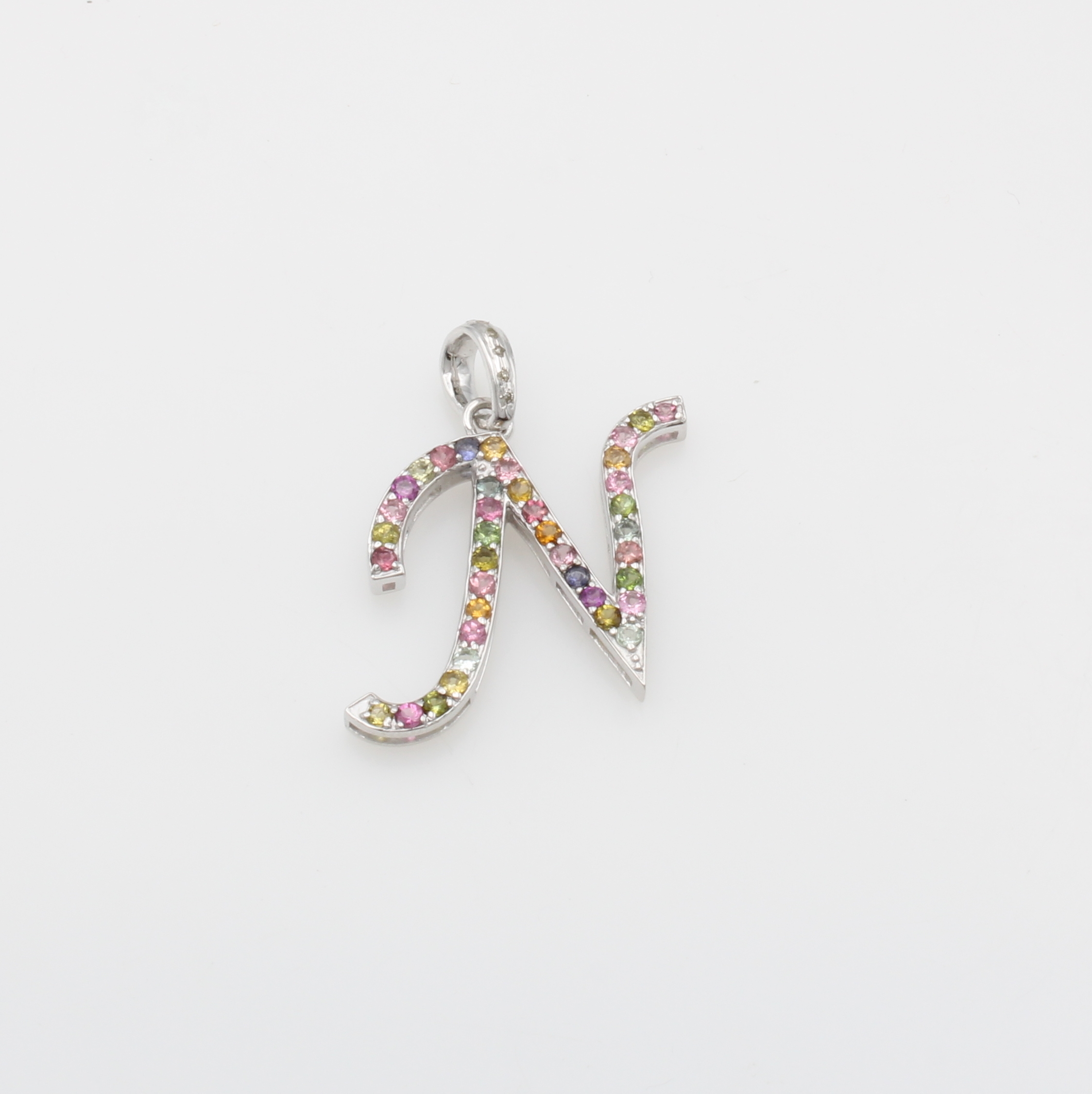 Image 27127390 - Anhänger ´N´ mit Turmalinen und Diamanten, 925er Silber, fac., bunte Turmaline zus. ca. ...