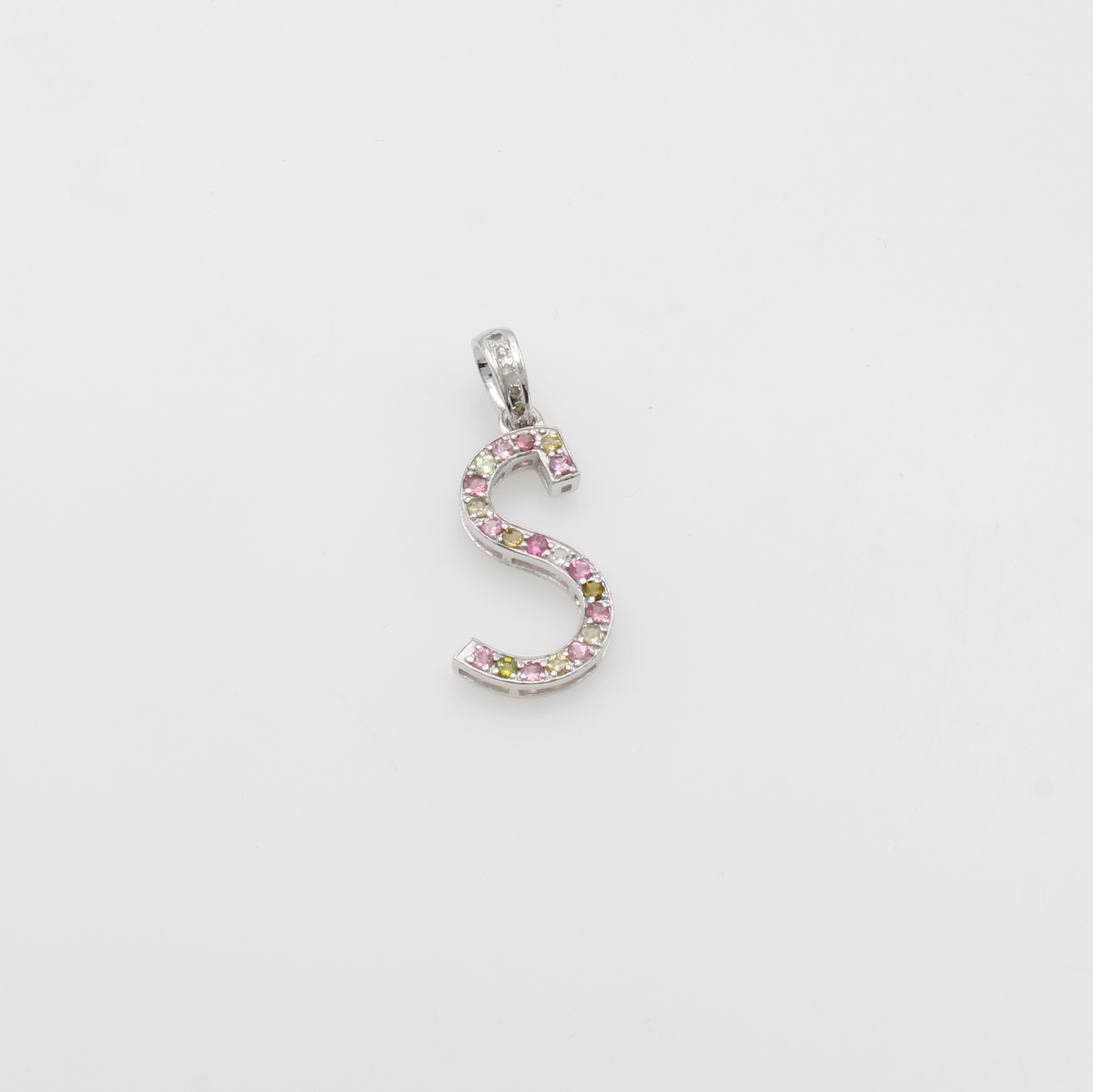 Image 27127391 - Anhänger ´S´ mit Turmalinen und Diamanten, 925er Silber, fac., bunte Turmaline zus. ca. ...