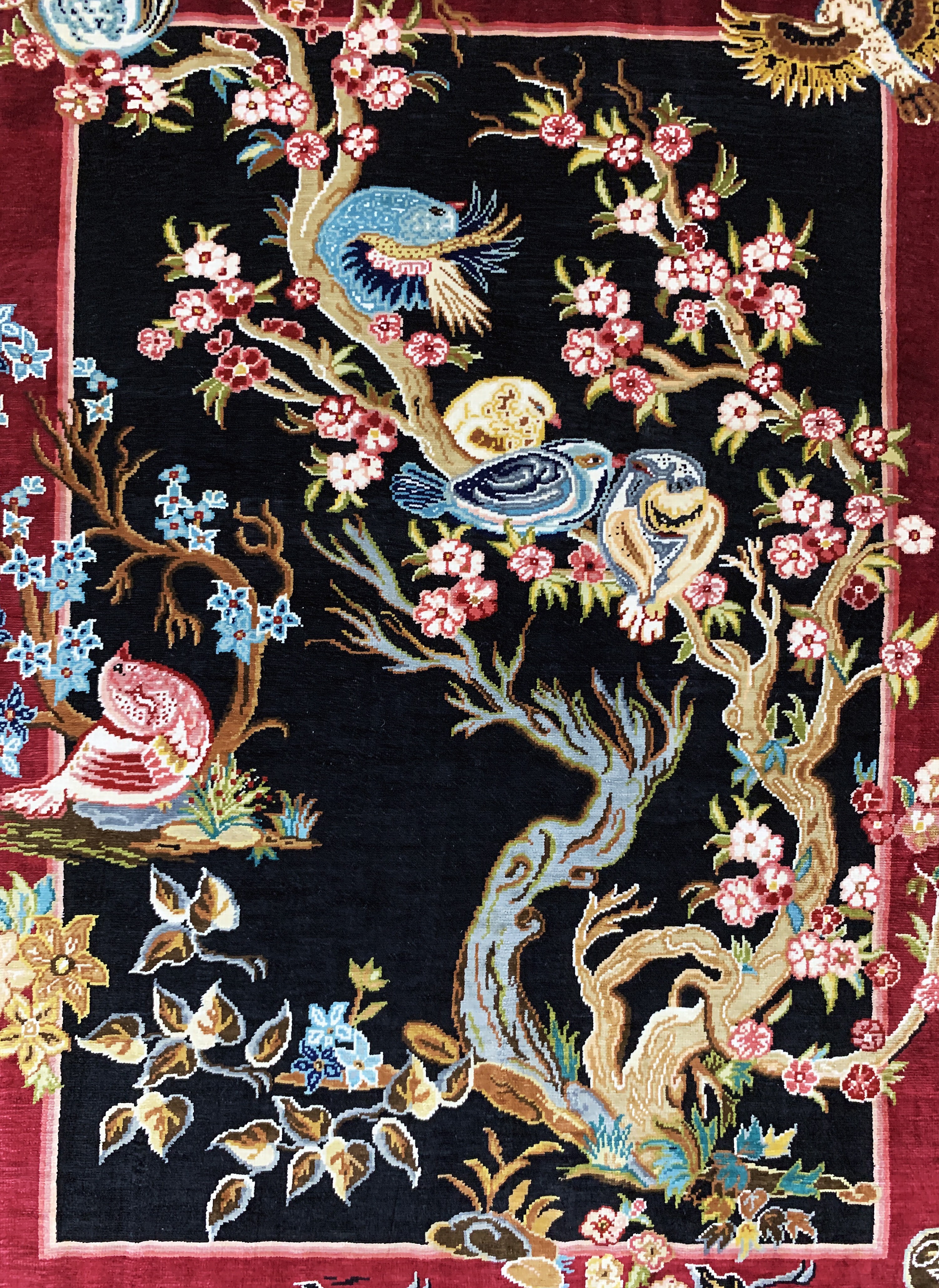 Detail d: Hereke Seide Sehr fein, Türkei, signiert"Özipek", Ende 20.Jhd, reine Naturseide, ca. 47 x 36 cm, ca. 1,4 Mio. Kn/qm, EHZ:(nahezu ...