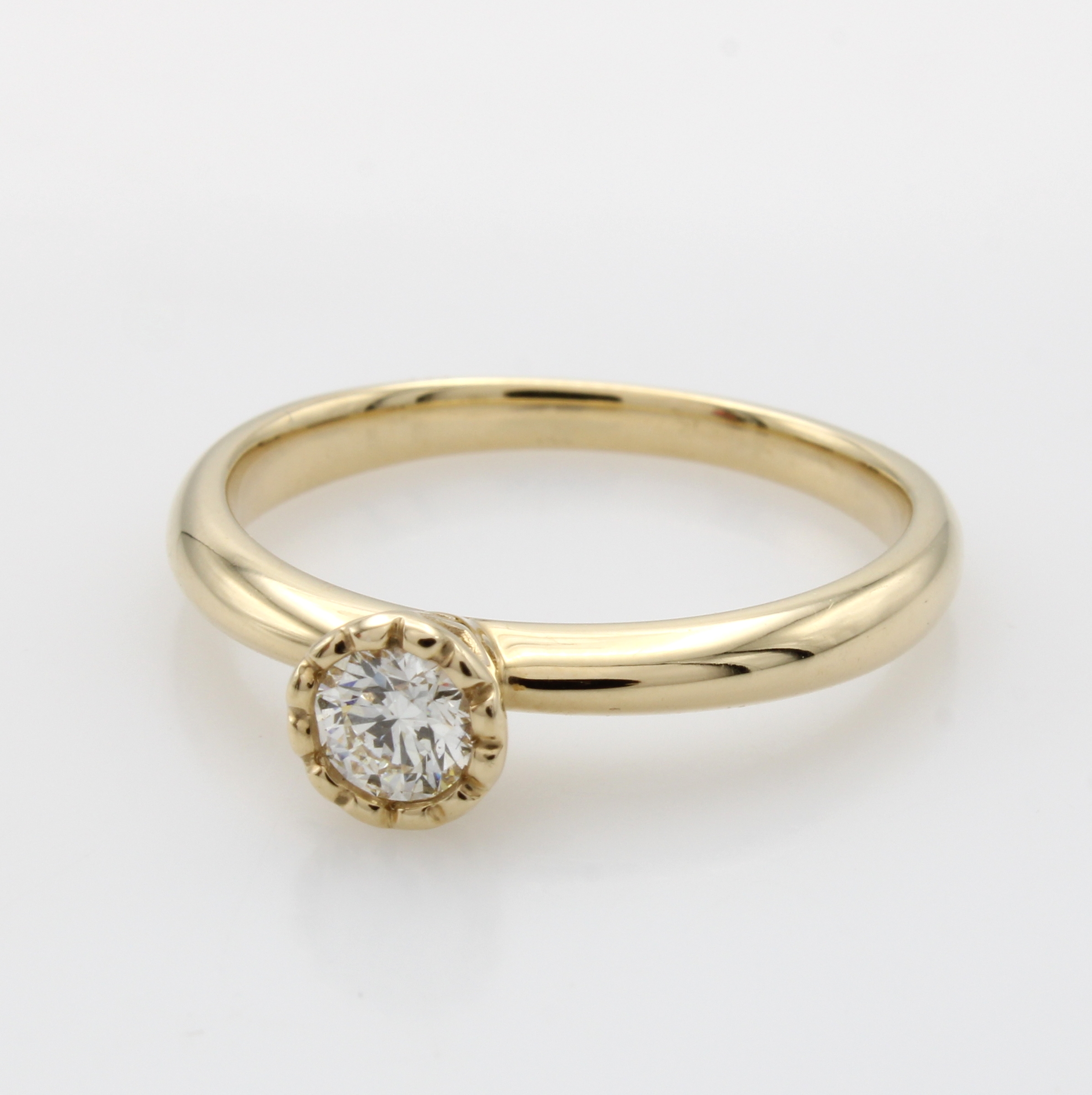 Image 27127394 - Ring mit Brillantsolitär, GG 585/000, Brill. ca. 0.28 ct Weiß/si, Fassung m. ...