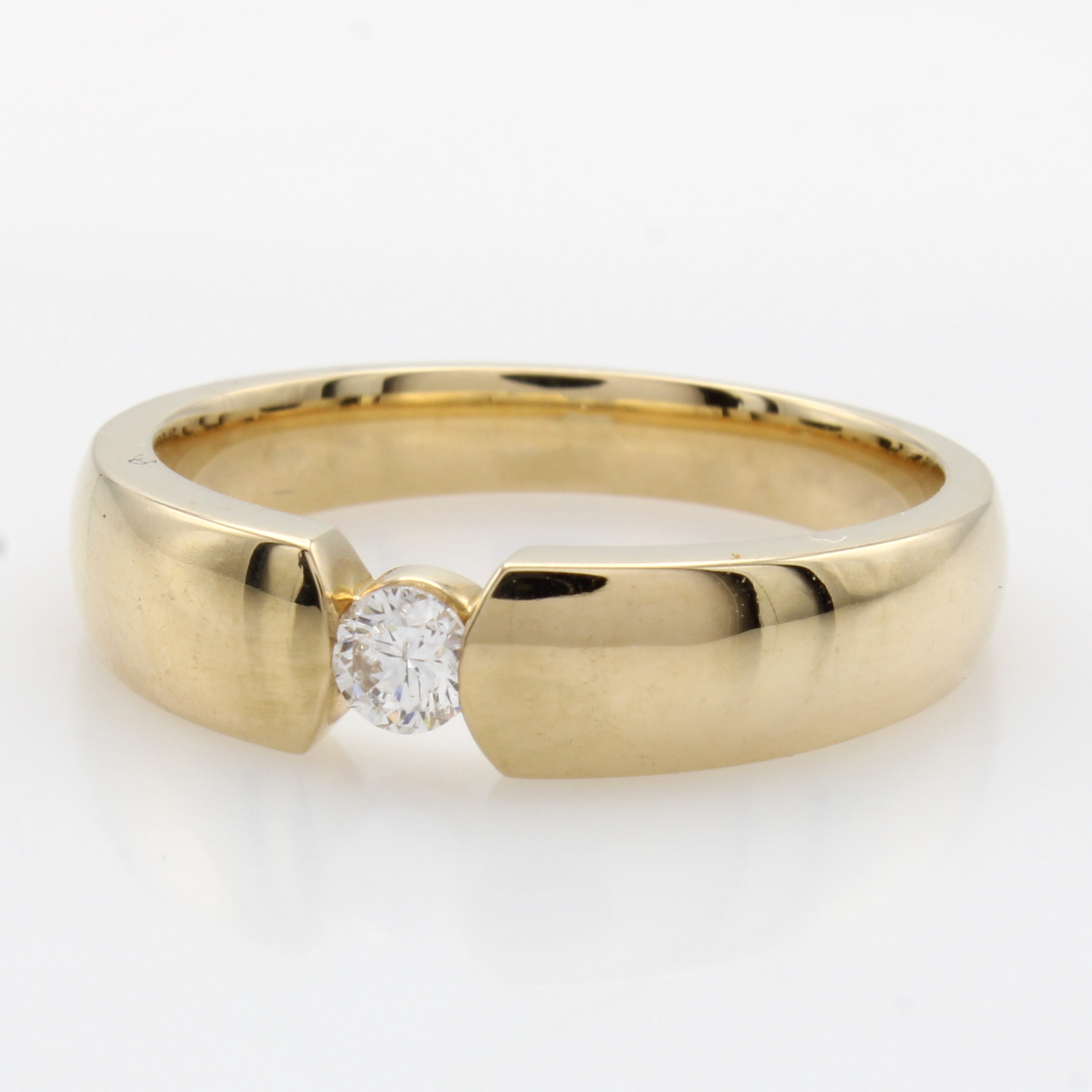 Image 27127395 - Ring mit Brillant, GG 585/000, Brill. ca. 0.15 ct Weiß/si, Spannringoptik, RW ca. 56 ...