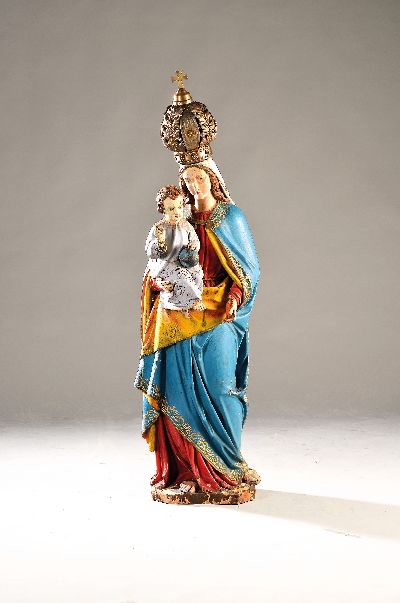 Image 138 cm-große Skulptur der Muttergottes, alpenländisch, Anfang 20.Jh., Holz geschnitzt, ...