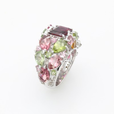 27127309a - Ring mit Turmalinen und Diamanten, 925er Silber, verspieltes Design, Turmaline in ...