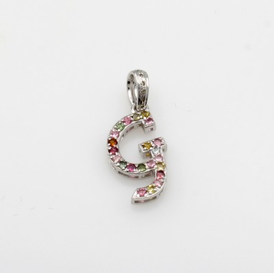 Image Anhänger ´G´ mit Turmalinen und Diamanten, 925er Silber, fac., bunte Turmaline zus. ca. ...