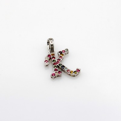 Image Anhänger ´K´ mit Turmalinen und Diamanten, 925er Silber, fac., bunte Turmaline zus. ca. ...