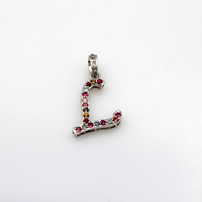 Image Anhänger ´L´ mit Turmalinen und Diamanten, 925er Silber, fac., bunte Turmaline zus. ca. ...