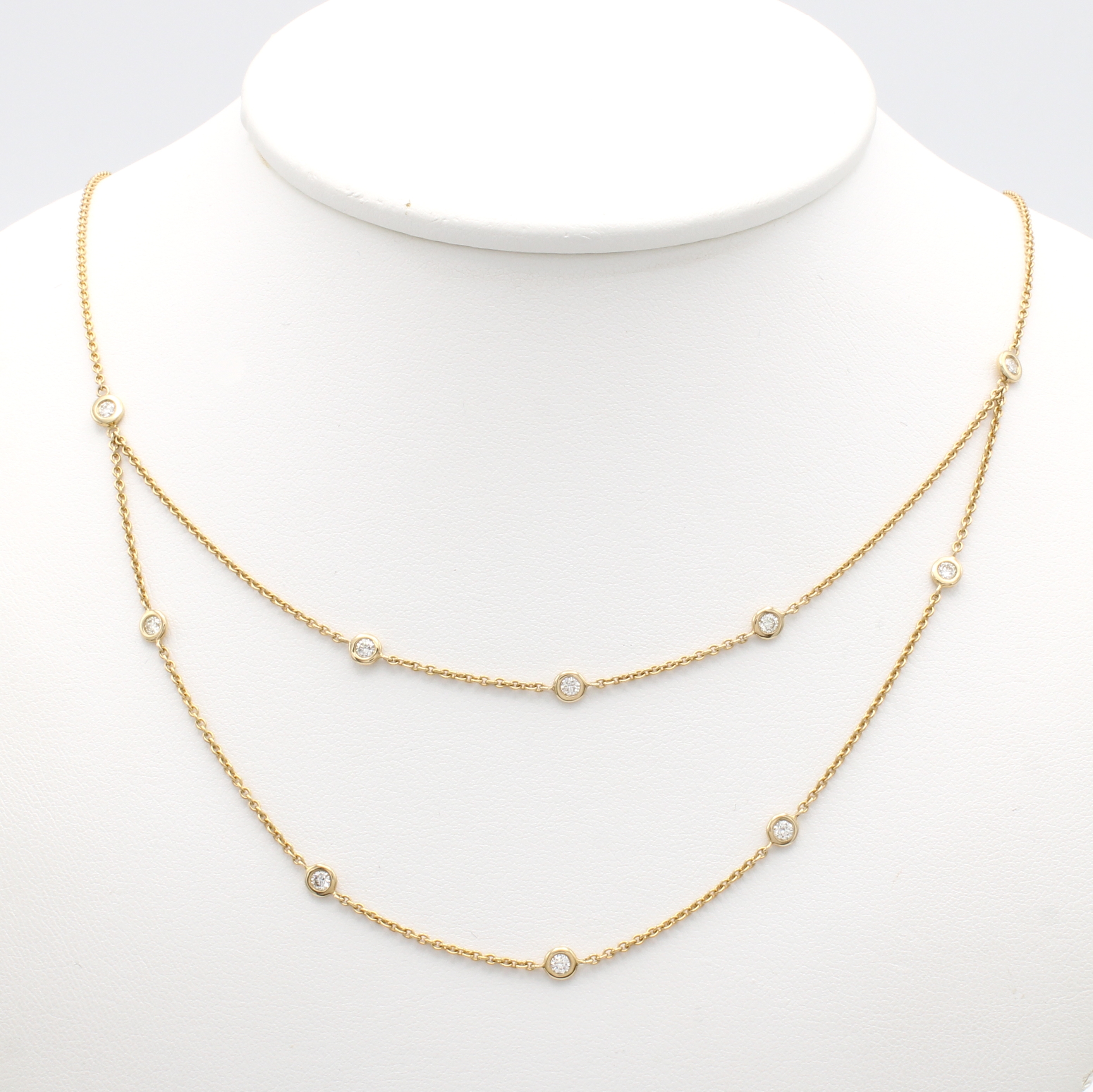 Image 27127434 - Collier mit Brillanten, GG 585/000, im vorderen Bereich 2-rhg. gearb., 10 Brill. in ...