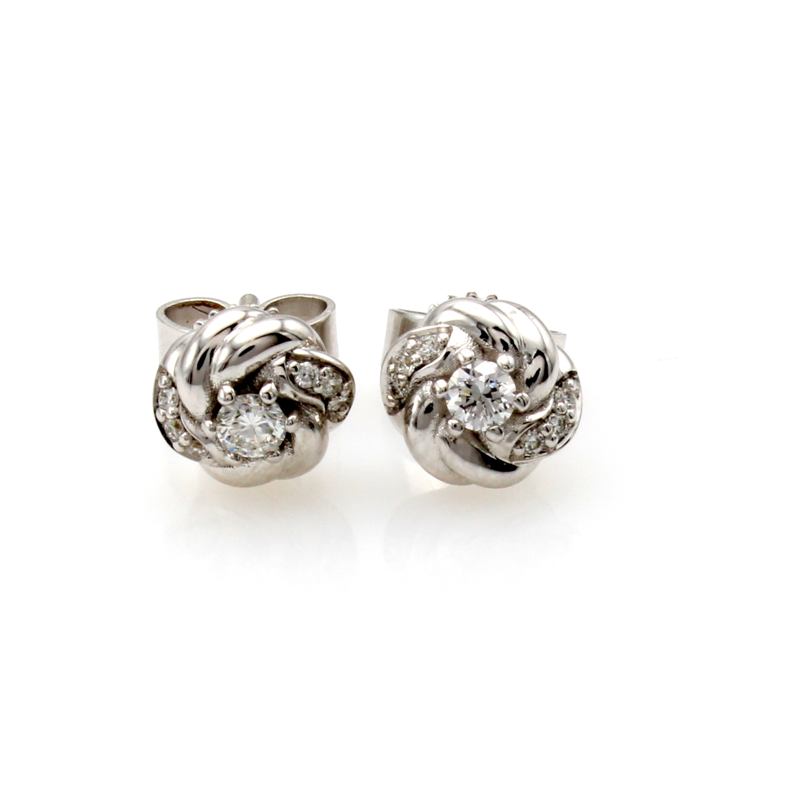 Image 27127456 - Paar Ohrstecker mit Brillanten, WG 585/000, 14 Brill. zus. ca. 0.18 ct Weiß/si ...