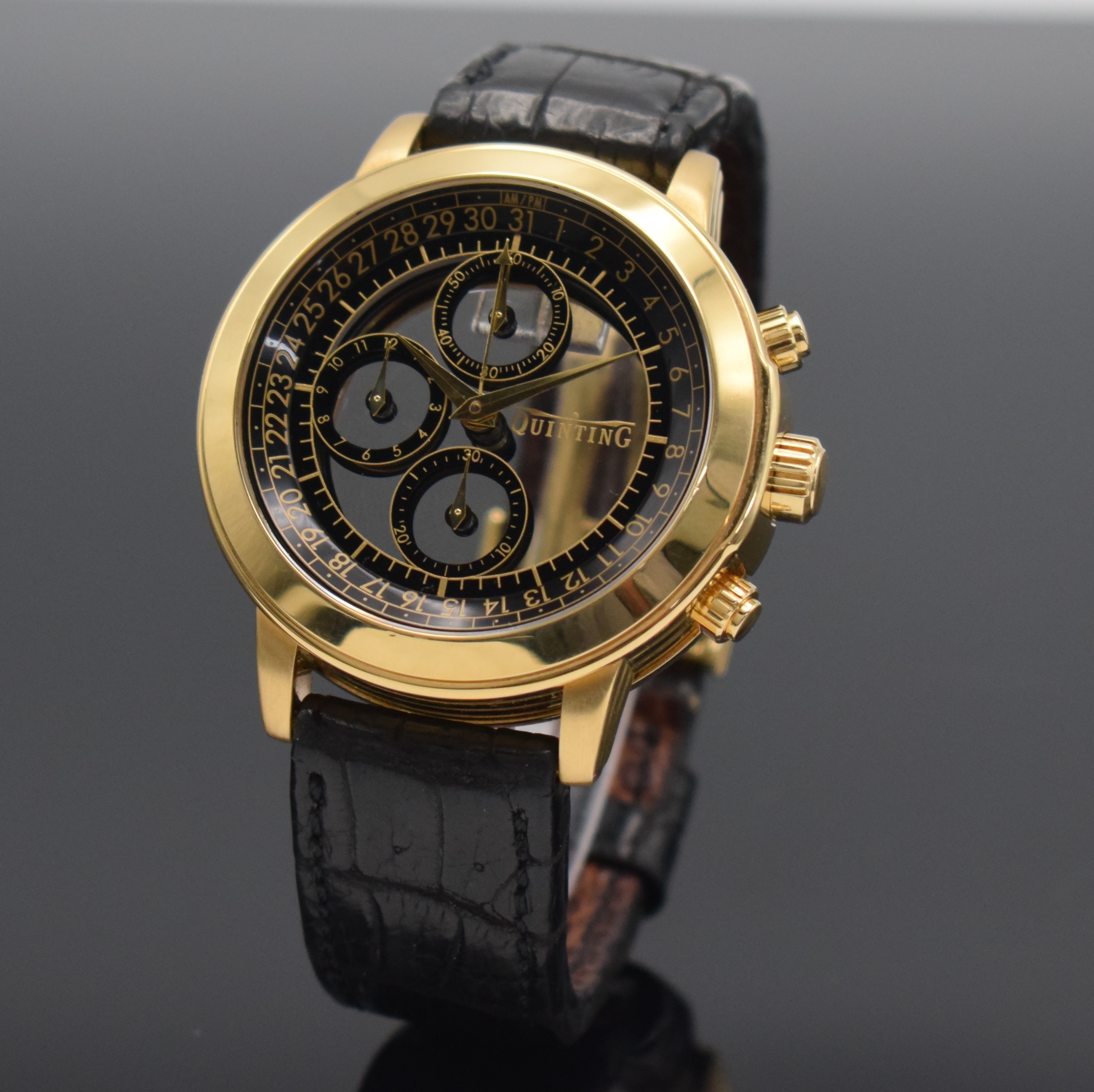 Image 27127476 - QUINTING seltener Armbandchronograph mit mysterieuser Zeitanzeige in GG 750/000, quarz, ...