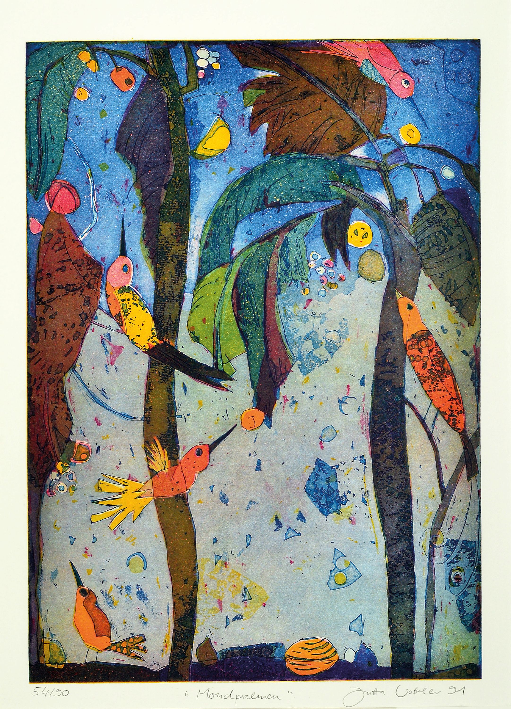 Image 27127479 - Jutta Votteler, geb. 1959 Ludwigshafen am Rhein, 2 Farbradierungen, ...