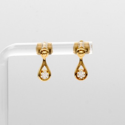 Image Paar Ohrstecker mit Brillanten, GG 585/000, 14 Brill. zus. ca. 0.10 ct Weiß/si, ...