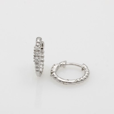 Image Paar kleine Creolen mit Brillanten, WG 585/ 000, 6 Brill. zus. ca. 0.10 ct Weiß/si ...