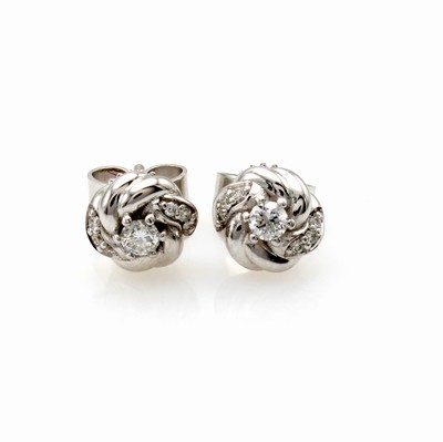 Image Paar Ohrstecker mit Brillanten, WG 585/000, 14 Brill. zus. ca. 0.18 ct Weiß/si ...